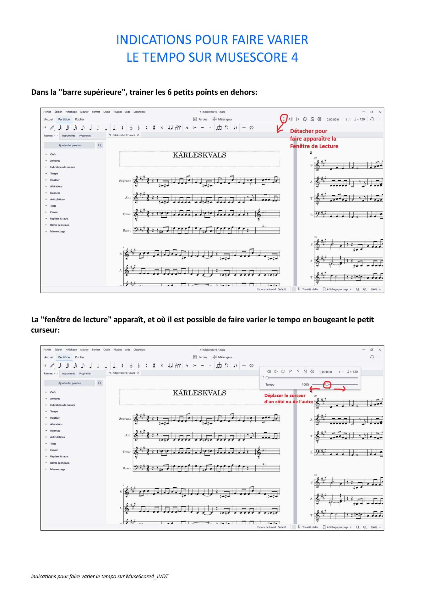 Indications pour faire varier le tempo sur musescore4 lvdt